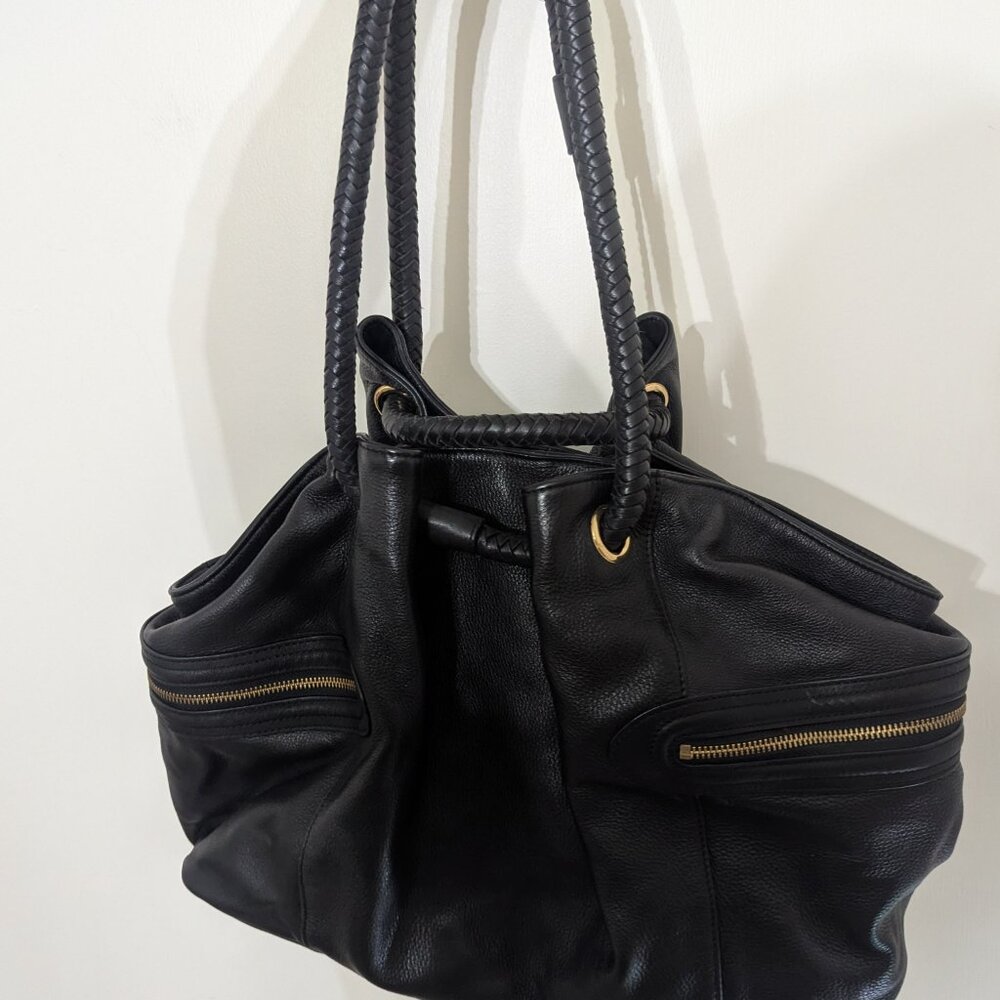 Rosie Pope Addison Lane Carryall Diaper Bag Black Leather